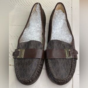 Michael Kors Dark Brown Leather Logo Loafers